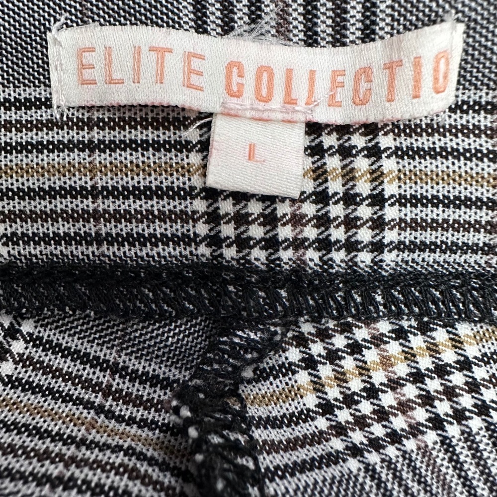 Elite Collection Gray Black Plaid Skinny Trousers Size L Preppy Business Casual - Picture 3 of 10